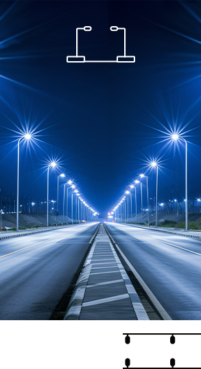 Lighting plan for lamp posts on both sides of the road